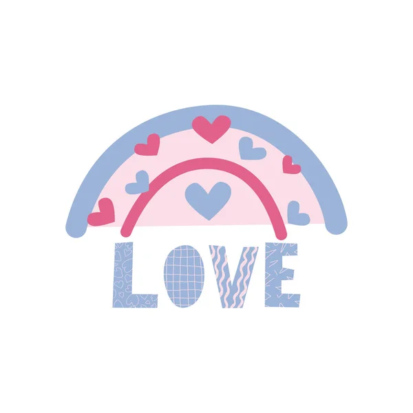 Ωραίο Ουράνιο Τόξο Γράμματα Αγάπης Εικονογράφηση Φορέα Κινουμένων Σχεδίων Σχεδιασμένο — Διανυσματικό Αρχείο