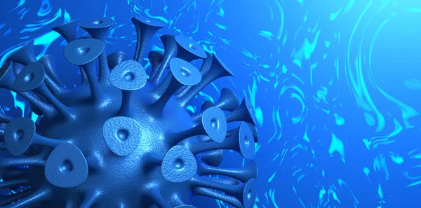 Coronavirus hastalığı COVID-19 salgını. Bulaşıcı bir SARS-CoV-2 omikron virüs hücresinin mikroskobik görüntüsü. 3B görüntüleme