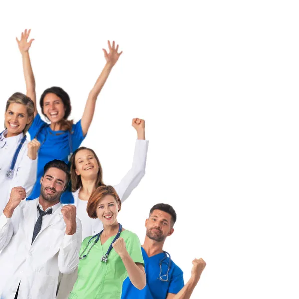 Diversi Team Medico Medici Infermieri Sesso Maschile Femminile Che Celebrano — Foto Stock