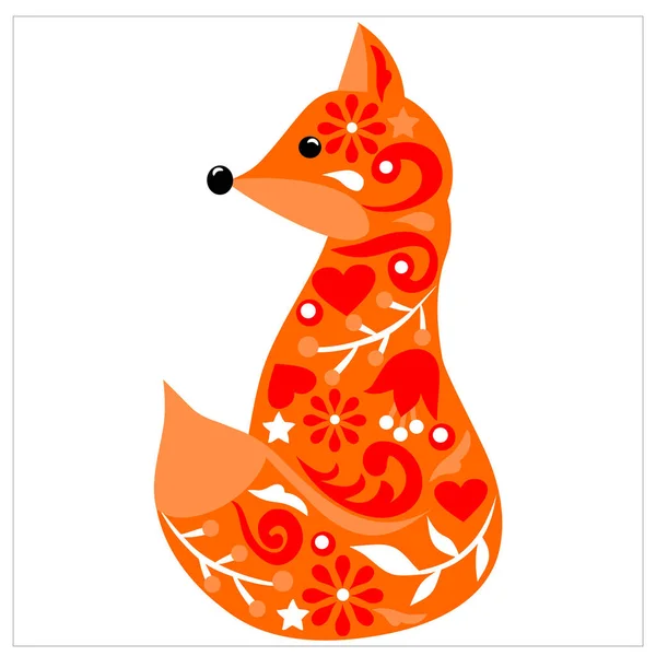 Fox Illustration Scandinavian Style Animal Pattern Children Sticker Room Cardboard — Stock Vector