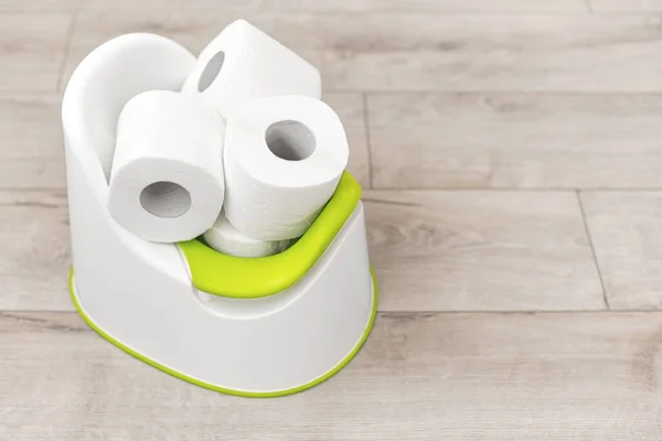 Toilet Paper Roll Baby Potty View — Fotografia de Stock