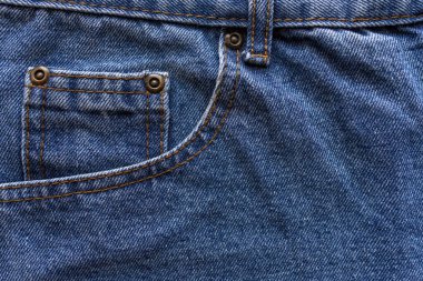 Küçük gizli kot pantolon cebi. Yakın plan..