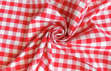 Bükülmüş ekose kumaş. Klasik çizim. Güzel kıvırcık.