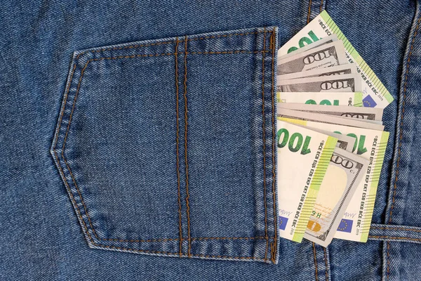 Bundle Money Trouser Pocket Close — Φωτογραφία Αρχείου