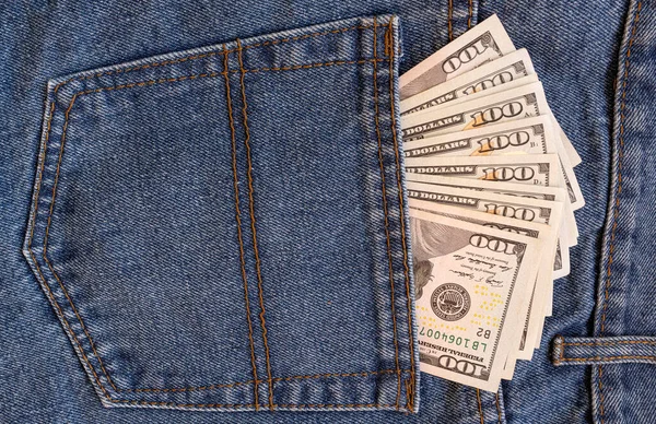 Δολάρια Στην Πίσω Τσέπη Του Τζιν Μου Μόνο Ένα Μέρος — Φωτογραφία Αρχείου