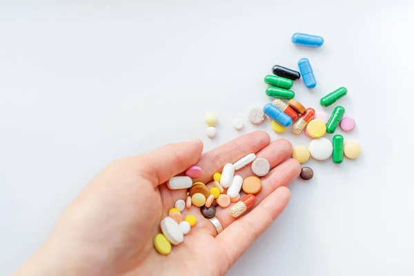 Hand Filled Multi Colored Pills Health Treatment —  Fotos de Stock