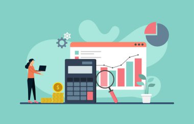 Finansal yönetim, iş analizi konsepti. Finansal risk vektörü gösterimi hesaplanıyor.