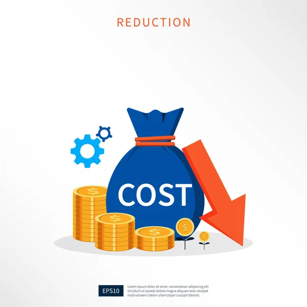 Снижение Затрат Сокращение Расходов Иллюстрация Концепции Бизнеса Оптимизации Затрат — стоковый вектор