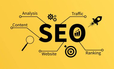SEO arama motoru optimizasyonu konsept vektör çizimi
