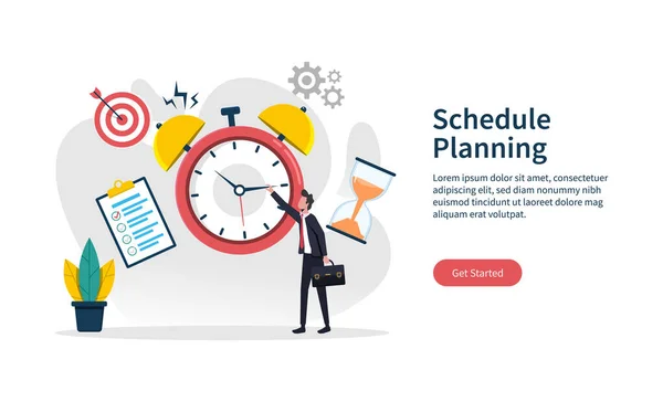 时间表规划概念说明 业务时间规划人员 事件和工作队的登陆页模板 — 图库矢量图片