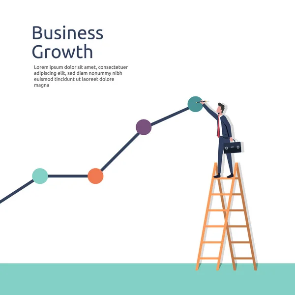 Business Growth Businessman Drawing Graph Line Vector Illustration — Stock Vector