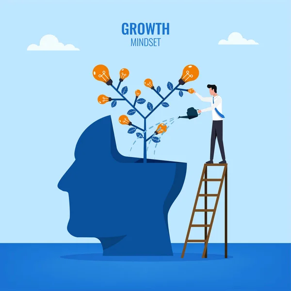 Růst Myšlení Koncept Podnikatel Zalévání Hlava Symbol — Stockový vektor