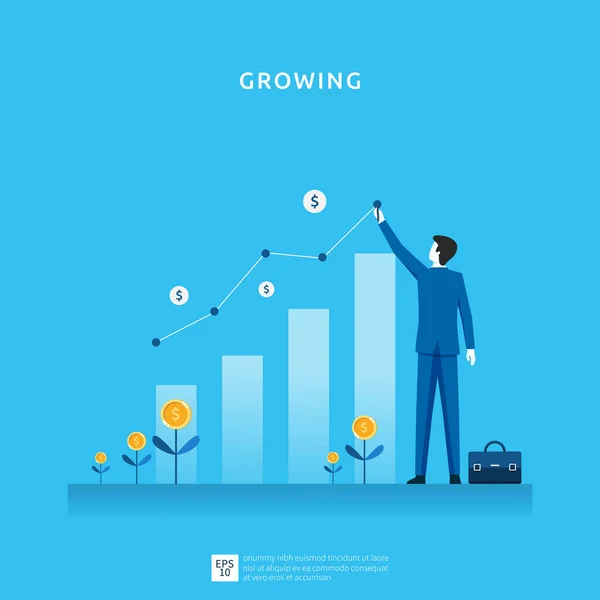 Ilustrație Creștere Afacerii Pentru Conceptul Investiții Inteligente Performanța Profitului Sau — Vector de stoc