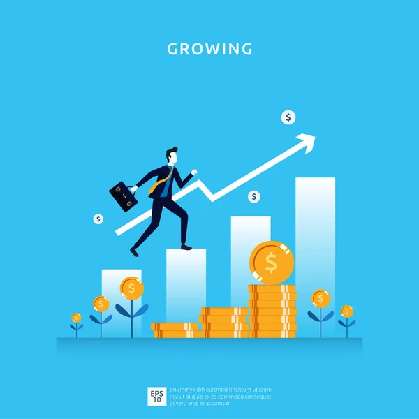 Ilustrație Creștere Afacerii Pentru Conceptul Investiții Inteligente Performanța Profitului Sau — Vector de stoc