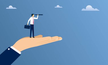 Büyük bir alkış iş adamına vizyon ve başarı vektörü çizimi için yardım ediyor