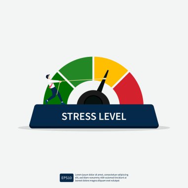 İş adamı stres düzeyi çizimini azaltmak için ipini iğneye çekiyor