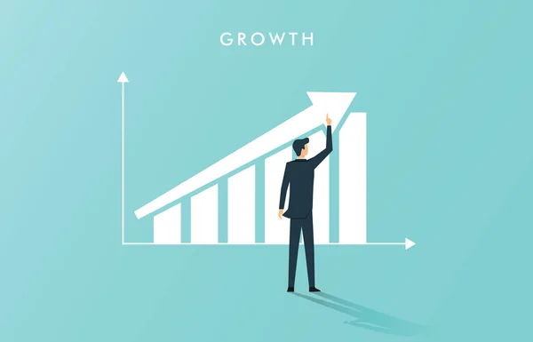 Yükselen Grafiği Ile Büyümesi Kavramı Başarı Başarının Sembolü — Stok Vektör
