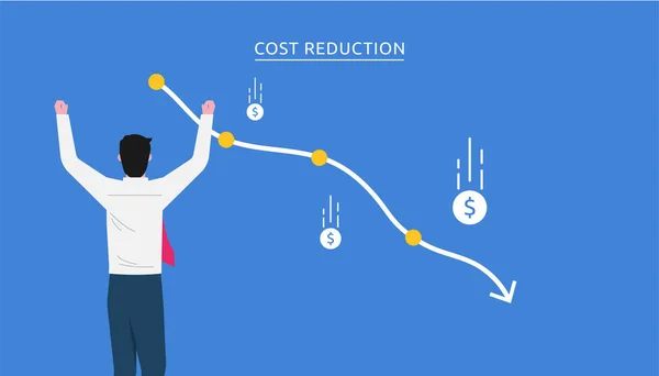 Redução Custos Redução Custos Conceito Negócio Otimização Custos Empresário Visualiza — Vetor de Stock