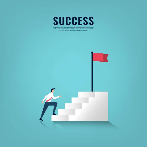 Сходи Успіху Концепції Бізнесменом Піднімається Вершину Векторна Ілюстрація — стоковий вектор