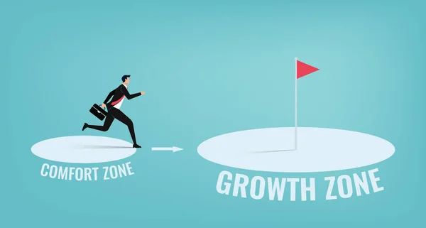 Empresário Deixa Zona Conforto Desenvolvimento Pessoal Motivação Desafio Conceito Ilustração — Vetor de Stock