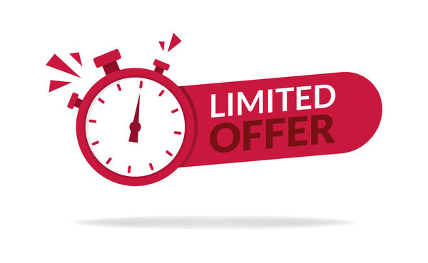 Кнопка лимитированного предложения, знак флага, иллюстрация логотипа будильника обратного отсчета для всех целей