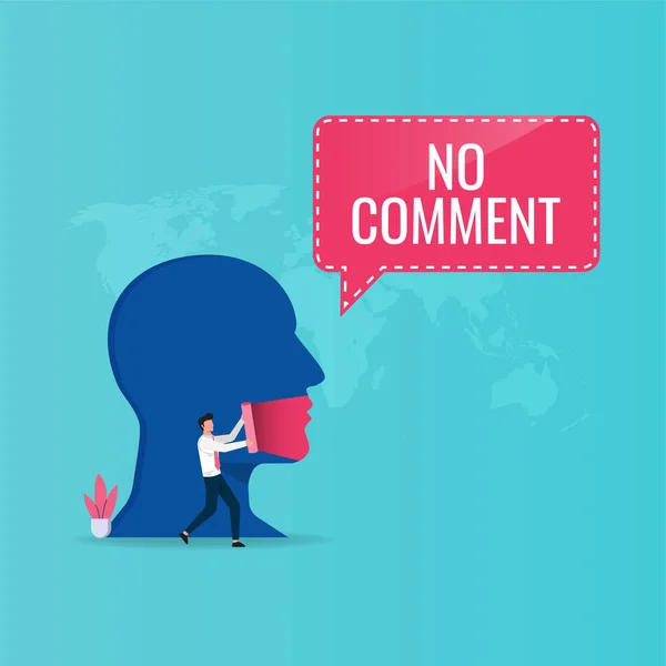Comments Concept Ban Opinion Businessman Sealing Giant Head Mouth Tape — Vetor de Stock