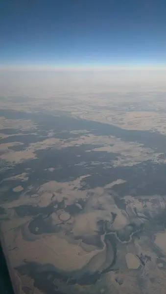 Σιβηρικά Τοπία Που Προβάλλονται Από Αεροπλάνο Που Περνά Από Πάνω — Φωτογραφία Αρχείου