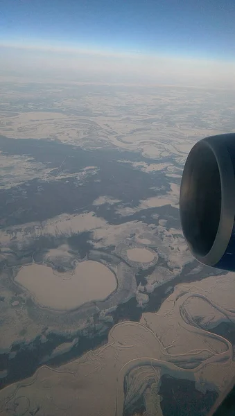 Paisajes Siberianos Vistos Desde Avión Que Pasa Por Encima — Foto de Stock