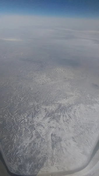 로지나가는 비행기에서 바라본 시베리아 — 스톡 사진