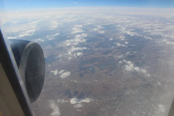 Сибирские Пейзажи Самолета Пролетающего Над Головой — стоковое фото