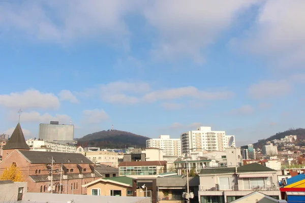 Miejski Krajobraz Seulu Widziany Pogodny Dzień — Zdjęcie stockowe