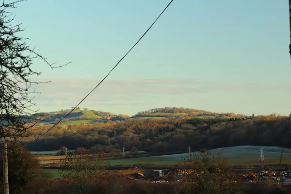 Puesta Sol Sobre Los Valles País Gales Herefordshire Frontera Cerca — Foto de Stock