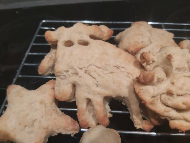 Mutfak masasında nefis pişmiş yemekler.