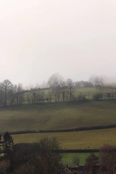 Herefordshire Heuvels Valleien Koesteren Winterzon — Stockfoto
