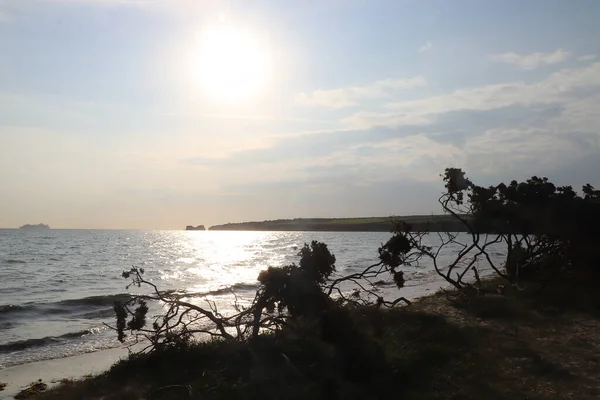 Stranden Van Het Eiland Purbeck Afnemende Zomerzon — Stockfoto