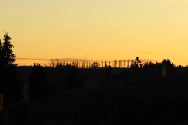 夕阳西下 从威尔士的山谷到埃维雅斯哈罗德附近的赫里福德郡边境 — 图库照片