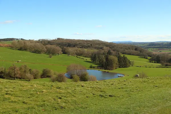 Herefordshire Kopce Údolí Vyhřívající Zimním Slunci — Stock fotografie