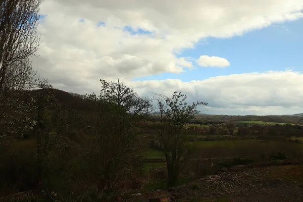 Puesta Sol Sobre Los Valles País Gales Herefordshire Frontera Cerca —  Fotos de Stock