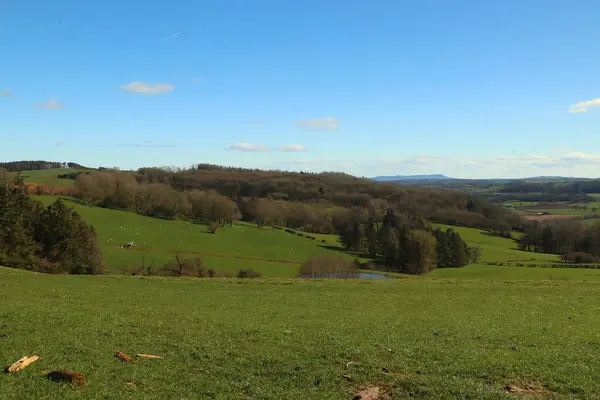 Hügel Und Täler Von Herefordshire Sonnen Sich Der Wintersonne — Stockfoto