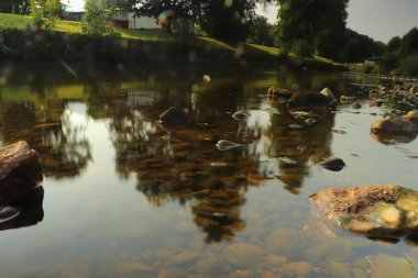 The River Eden running through Appleby-in-Westmoreland on a glorious summer's day