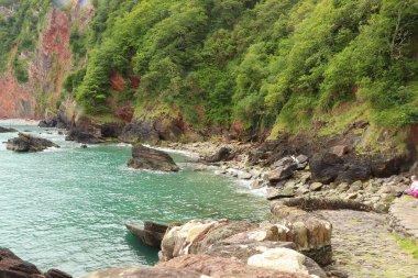 Dalgalar Kuzey Devon sahiline çarpıyor.