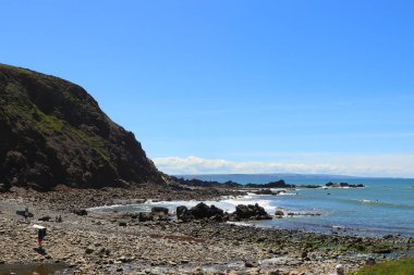 Dalgalar Kuzey Devon sahiline çarpıyor.