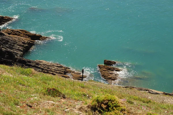 Waves Crashing North Devon Coast — 스톡 사진