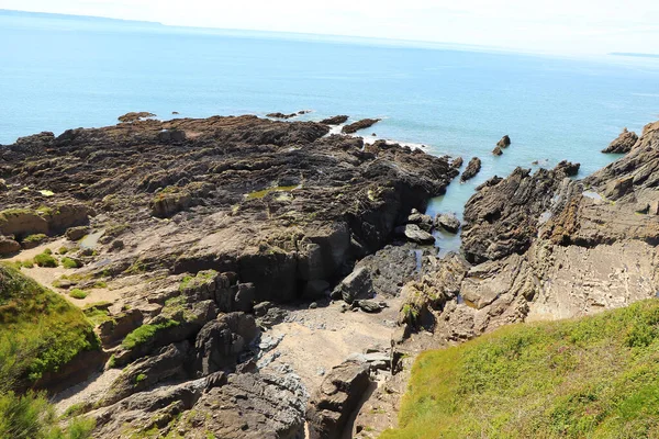 Vagues Écrasant Contre Côte Nord Devon — Photo