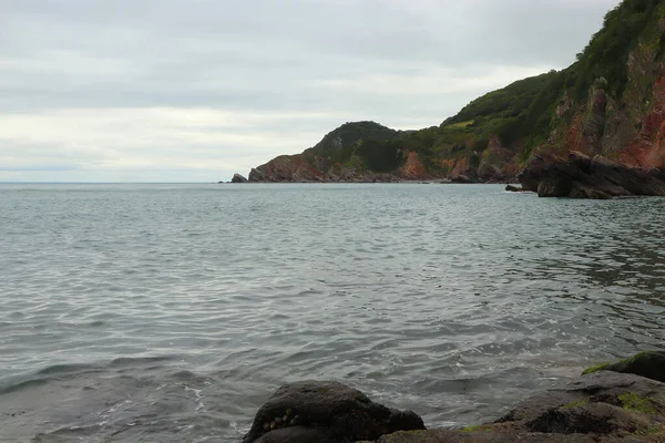 Vagues Écrasant Contre Côte Nord Devon — Photo