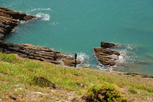 Vagues Écrasant Contre Côte Nord Devon — Photo