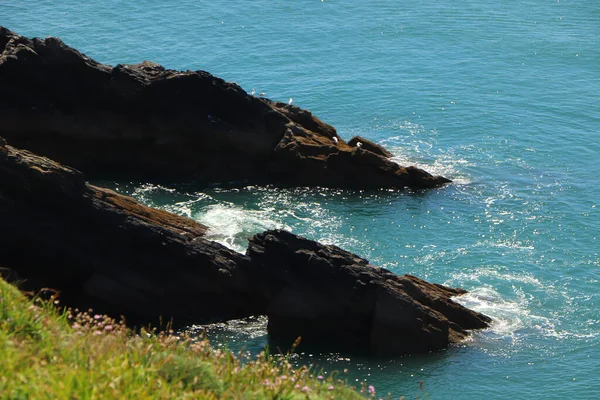 Waves Crashing North Devon Coast — Fotografia de Stock