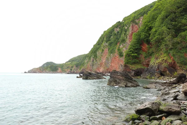 Golven Crashen Tegen Kust Van Noord Devon — Stockfoto