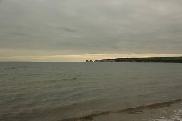 Explorando Studland Bay Com Vistas Bournemouth Ilha Wight Partir Praia — Fotografia de Stock
