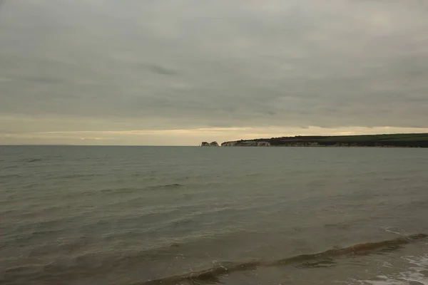 Exploring Studland Bay Views Bournemouth Isle Wight Beach Middle Winter — Stok fotoğraf